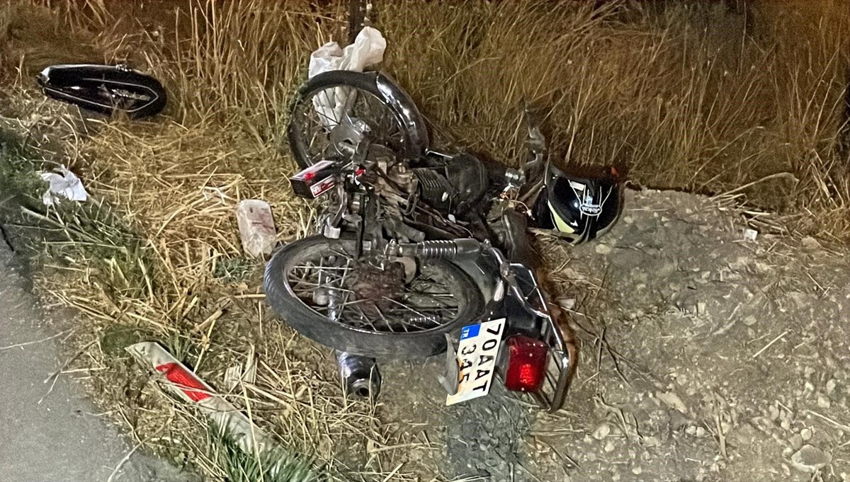 Karaman'da motosiklet şarampole devrildi