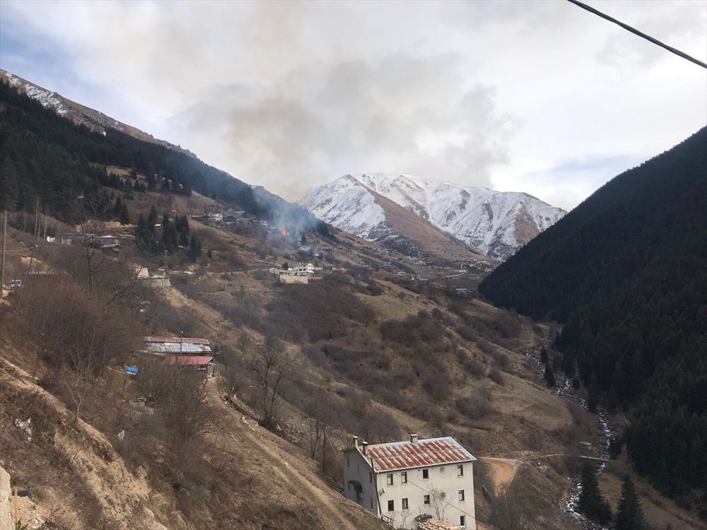 Rize'de Gölyayla köyünde çıkan yangına müdahale ediliyor - 13