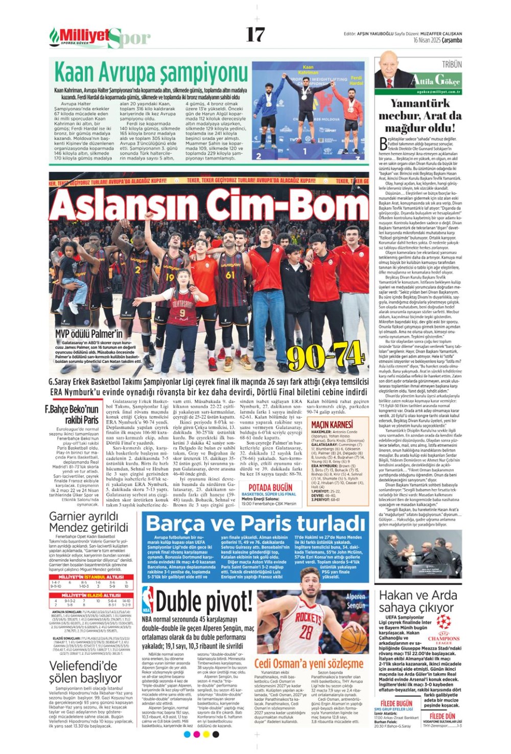 "Kim Min-Jae harekatı" (16 Nisan 2025 spor manşetleri) - 20