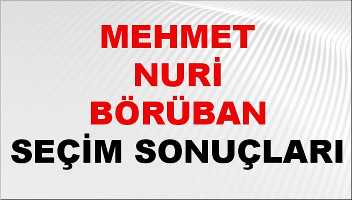 Mehmet Nuri Börüban Seçim Sonuçları 2024 Canlı: 31 Mart 2024 Türkiye Mehmet Nuri Börüban Yerel Seçim Sonucu ve İlçe İlçe YSK Oy Sonuçları Son Dakika