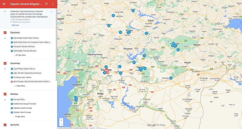 Google'dan 'Deprem Güvenli Bölgeler Haritası' (İl il deprem sonrası güvenli bölgeler) - 1