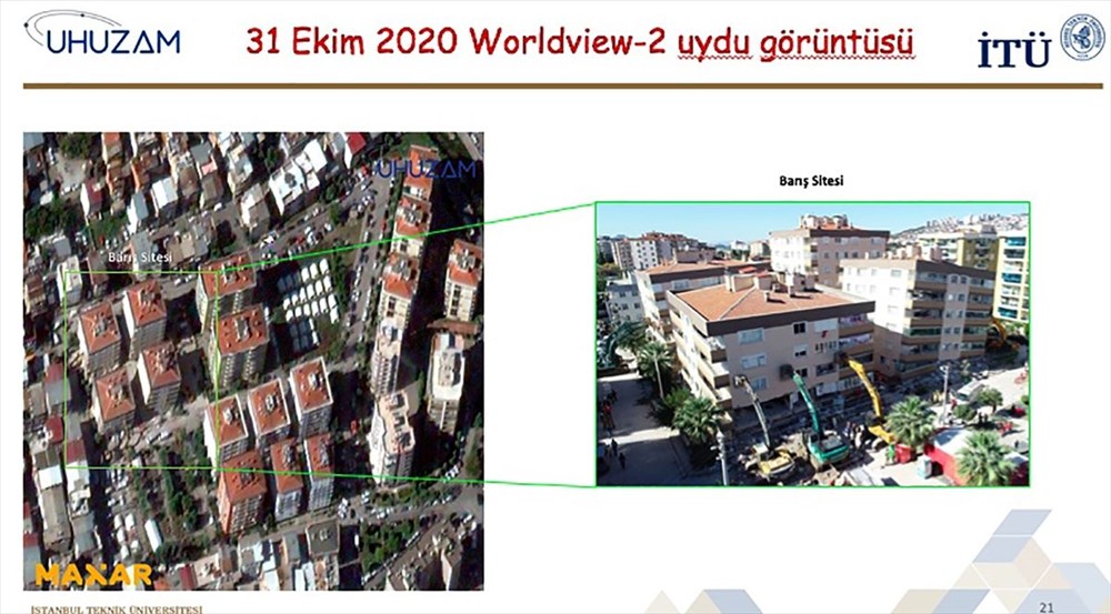 İzmir'deki yıkım uzaydan görüntülendi