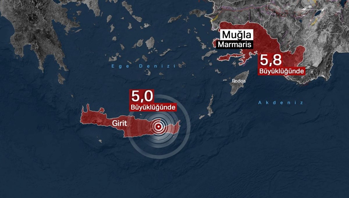 Ege Denizinde 5 büyüklüğünde deprem