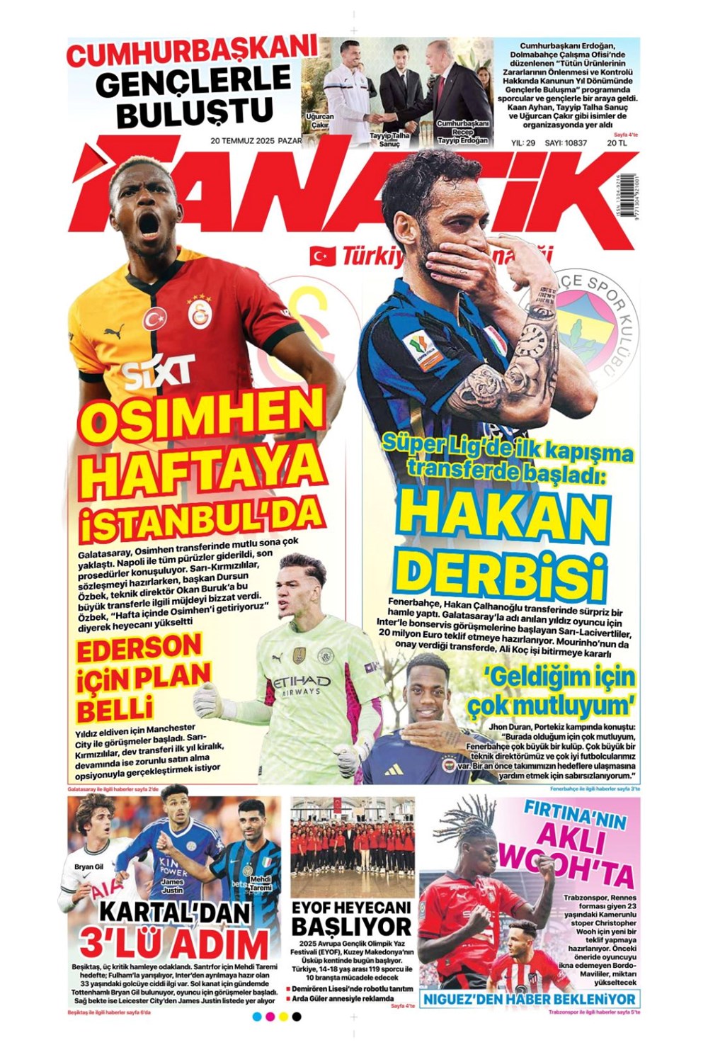 "Operasyon A.K.S." (20 Temmuz 2025 spor manşetleri) - 1
