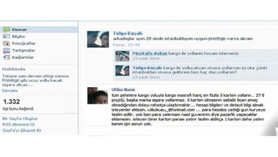 Facebook’ta kaçak sigara pazarı