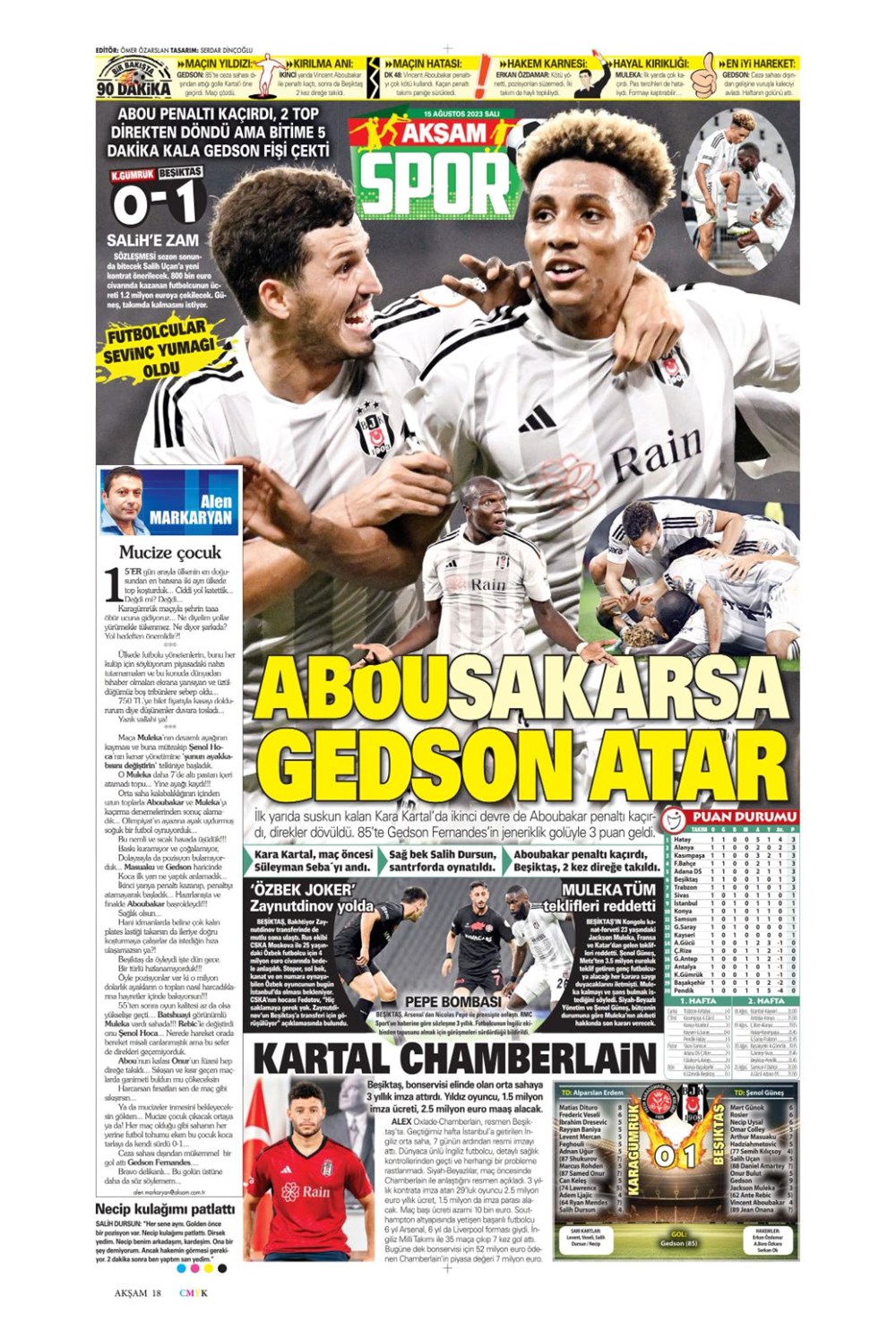 "Aslan'ın tur günü" | 15 Ağustos 2023 spor manşetleri - 4