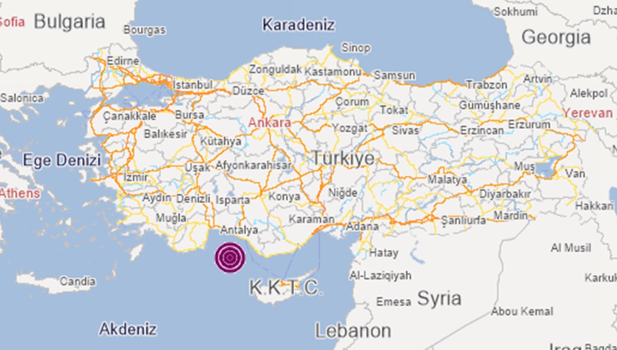 Antalya'nın Alanya açıklarında 4,1 büyüklüğünde deprem