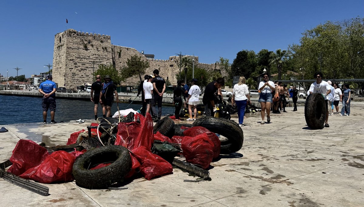 Denizden çıkanlar şaşırttı: Perde kornişi, merdiven ve kamyon lastiği...