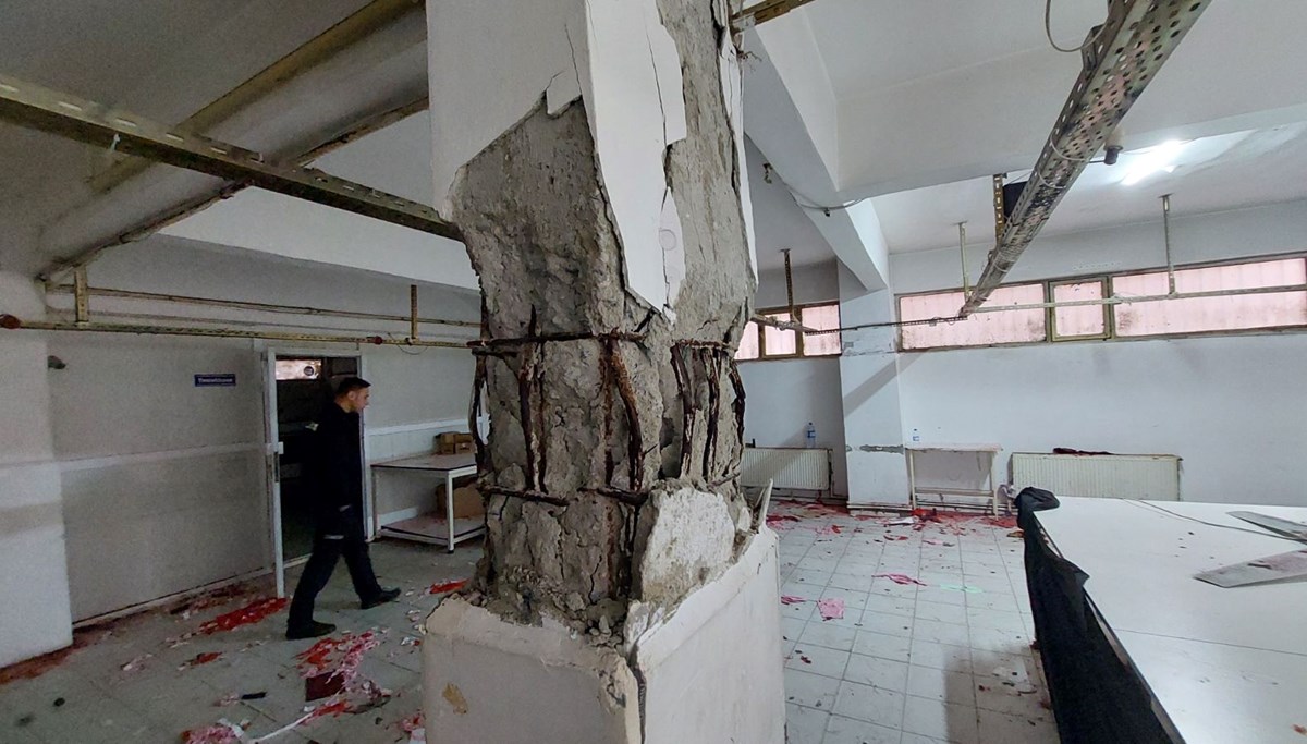 24 yıllık binanın kolonları patladı 24 yıllık binanın kolonları patladı