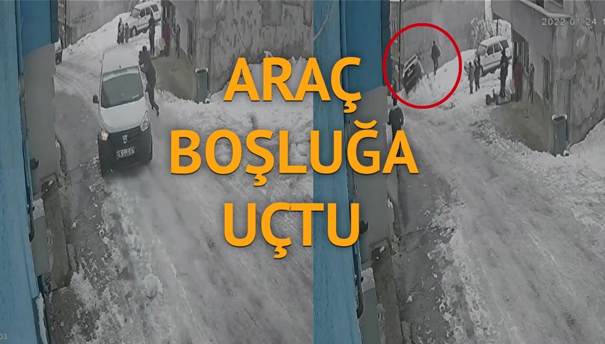 Buzlanan yolda kayan aracı elleriyle durdurmaya çalıştı Buzlanan yolda kayan aracı elleriyle durdurmaya çalıştı