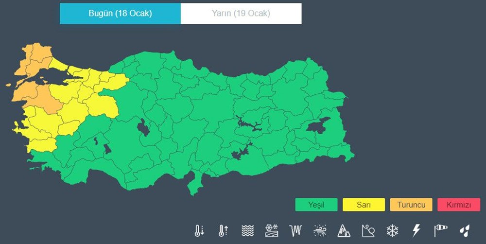 19 il için sarı ve turuncu kodlu uyarı (Bugün hava nasıl olacak?) - 7