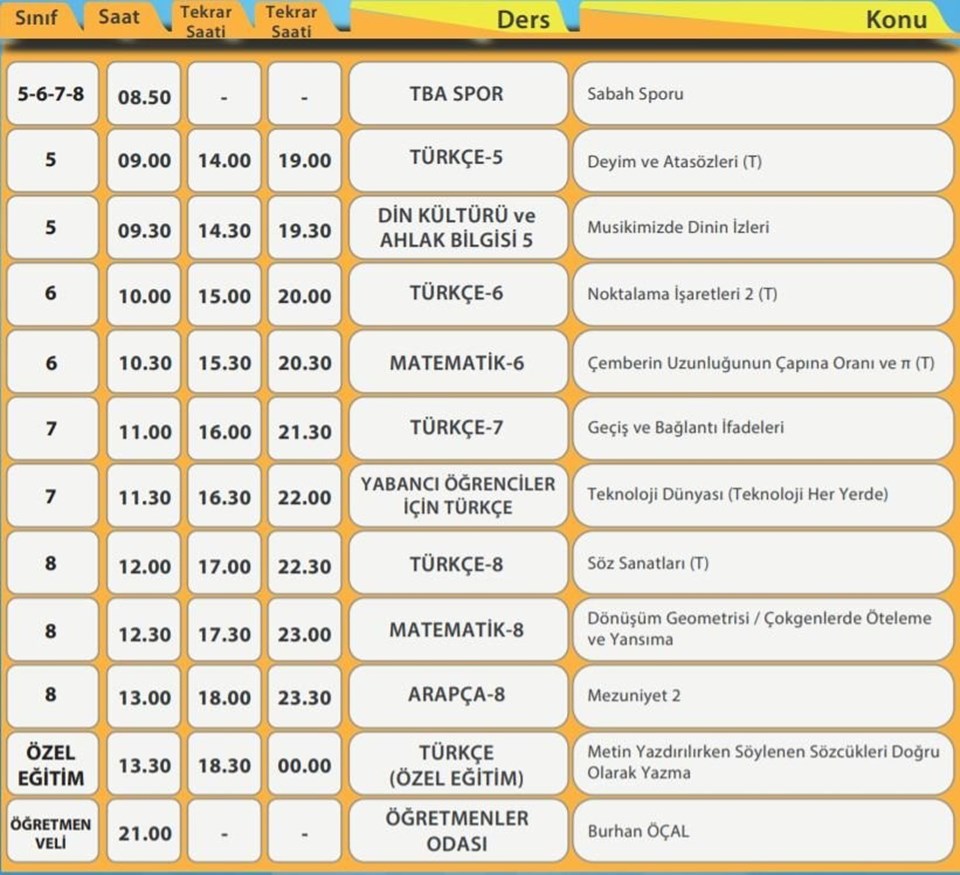 EBA TV 20 Mayıs canlı ders saatleri ve ders programı - 3