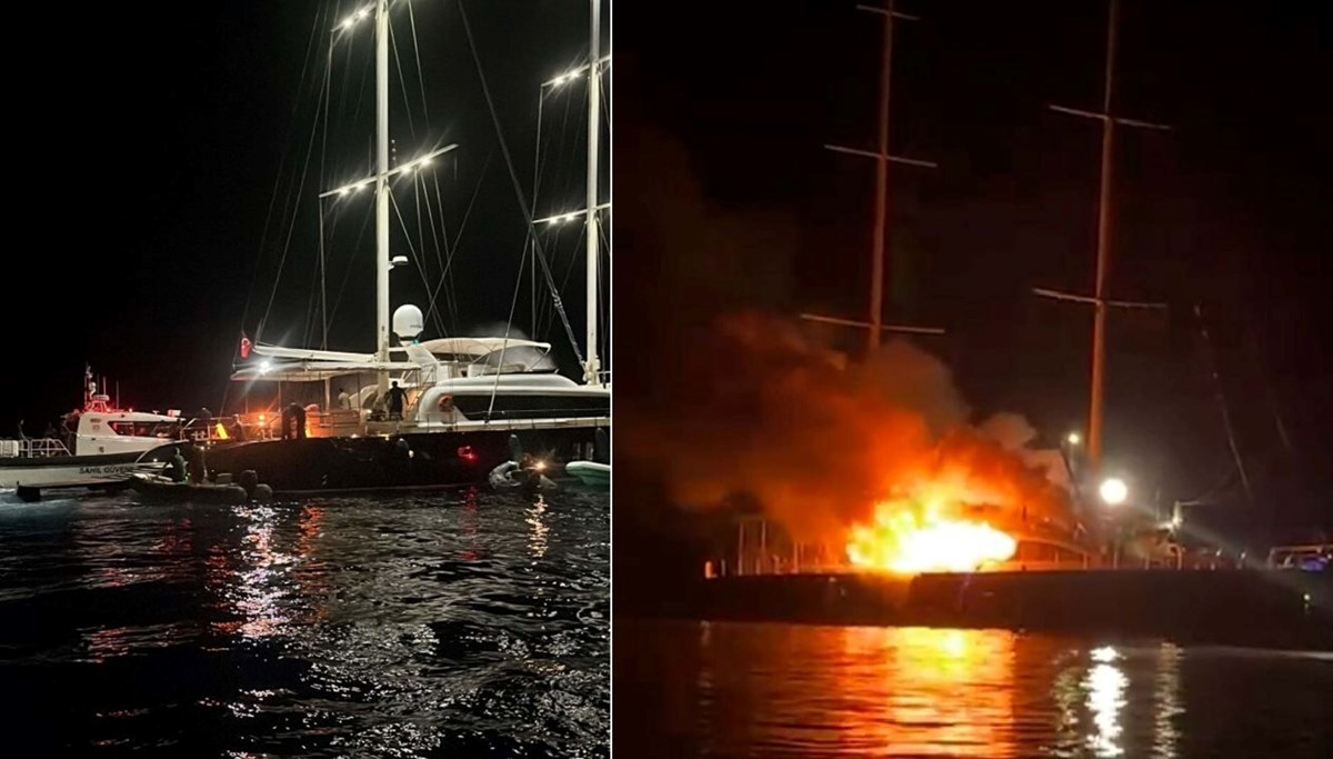 Fethiye'de gulet yandı