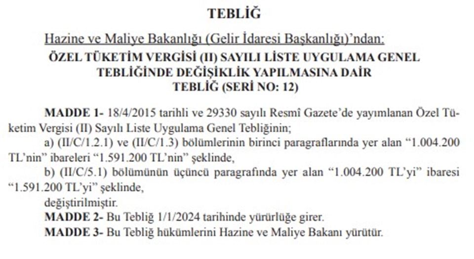 2024 ÖTV muafiyetli araç üst limiti Resmi Gazete'de yayımlandı: Kimler yararlanabiliyor, hangi araçlar alınabiliyor? - 1