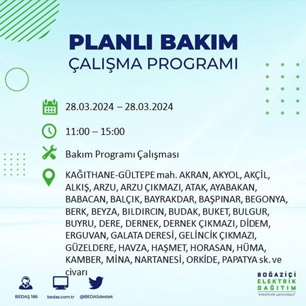 İstanbul'un 19 ilçesinde elektrik kesintisi: Elektrikler ne zaman gelecek? (28 Mart tarihli BEDAŞ kesinti programı) - 40