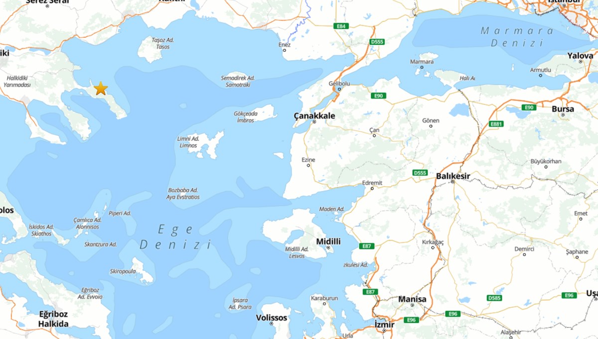 Ege Denizi'nde 4.8 büyüklüğünde deprem