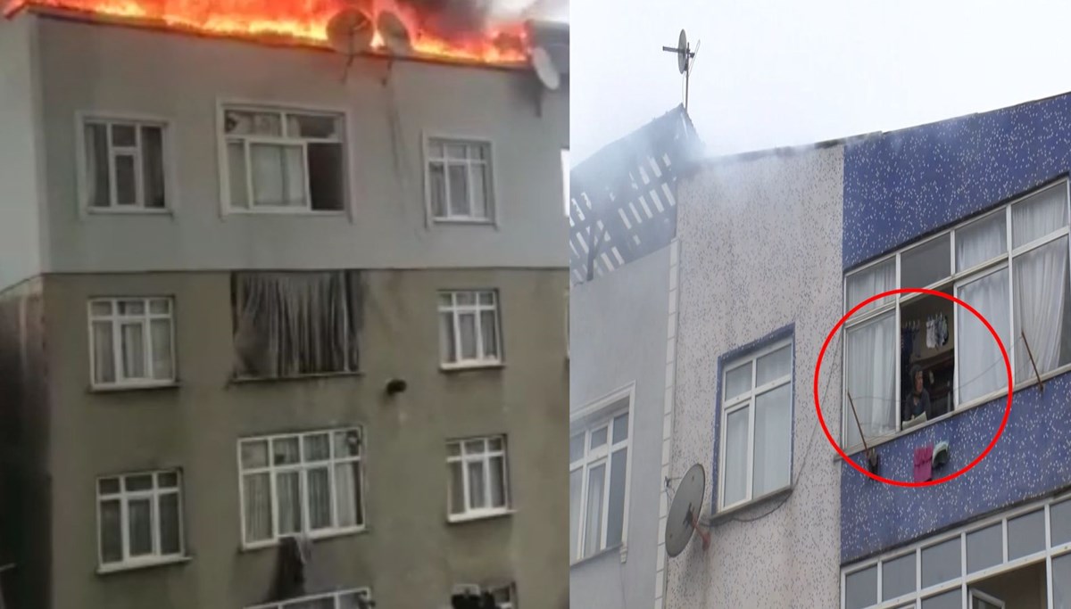 Çatı alev alev yanarken evinden çıkmadı