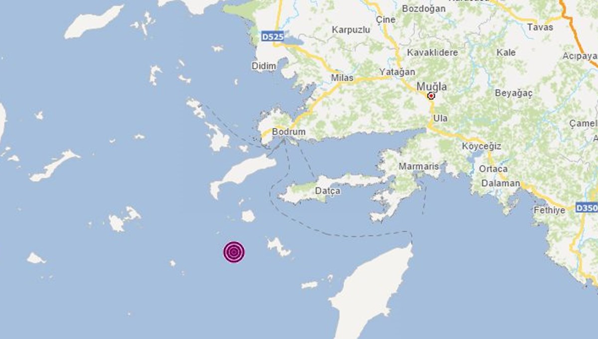 Datça açıklarında 4,2 büyüklüğünde deprem