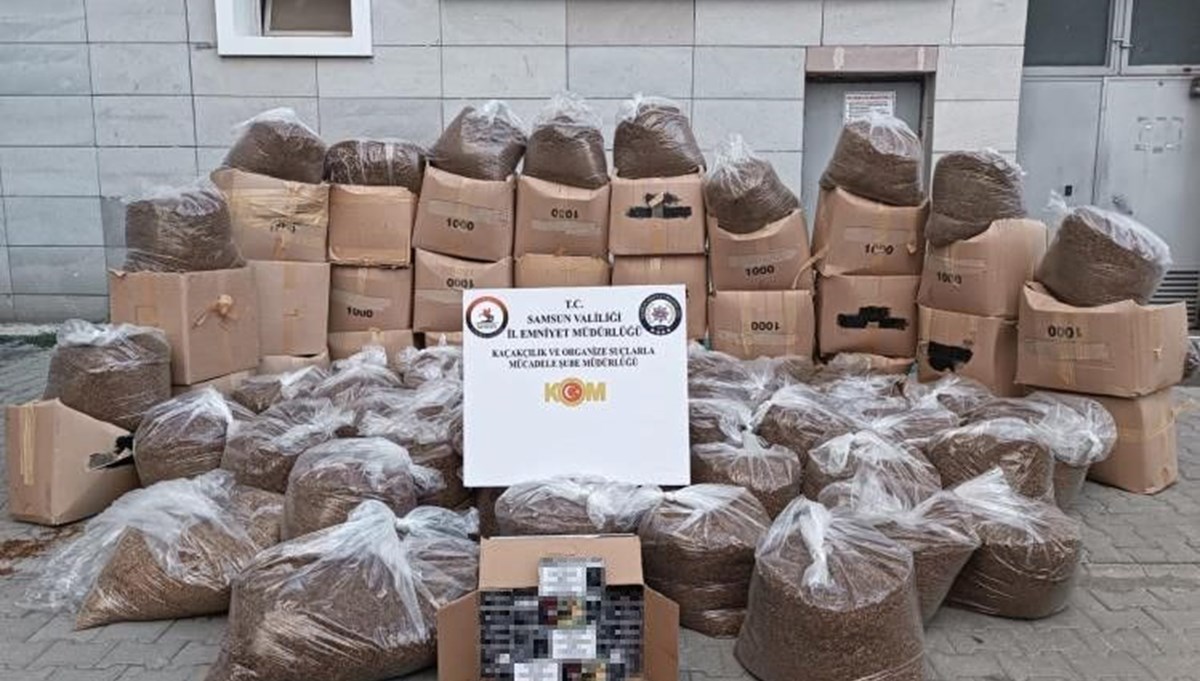 Samsun'da 1,2 ton kaçak tütün ve 10 bin sahte makaron ele geçirildi