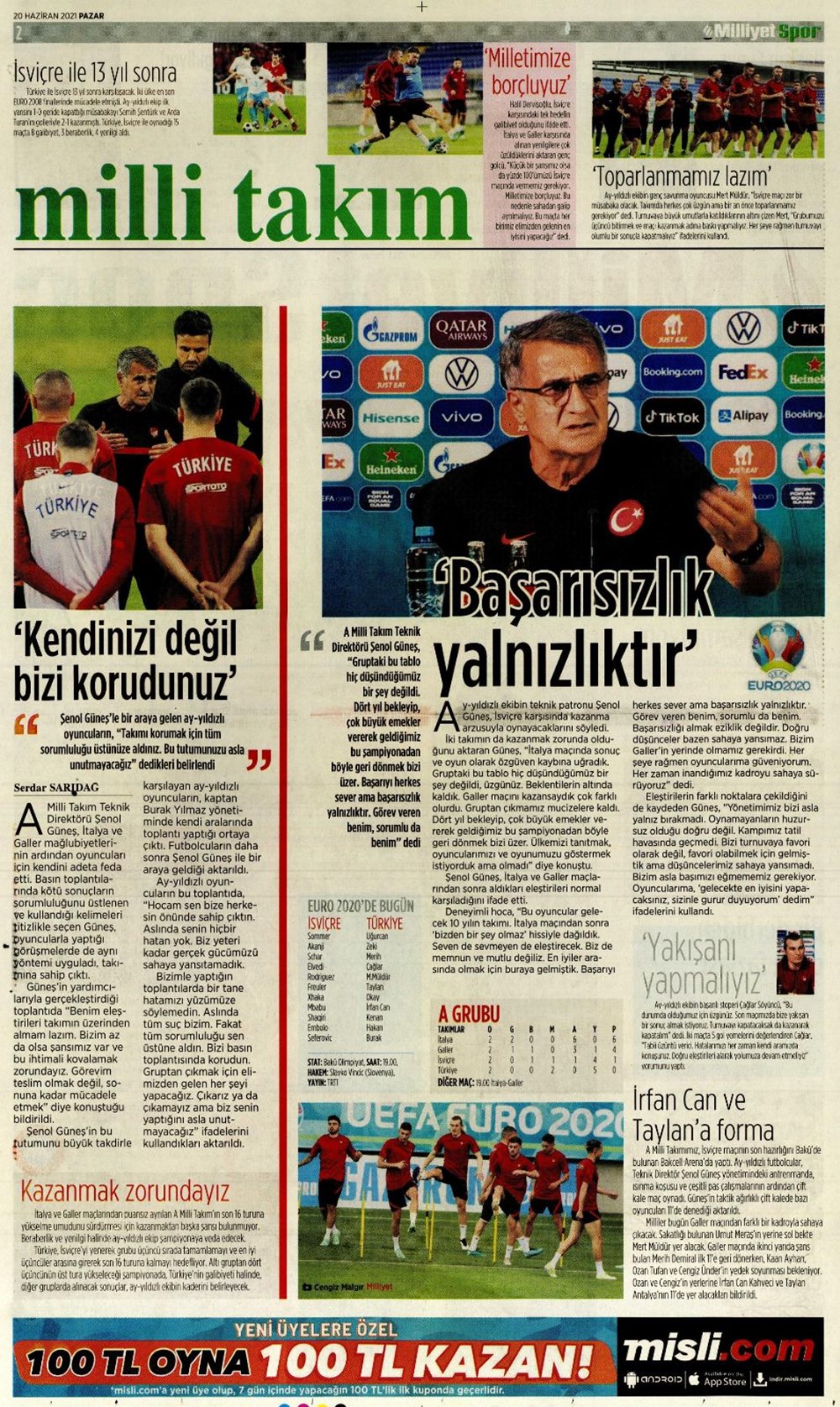 Günün spor manşetleri (20 Haziran 2021) - 12