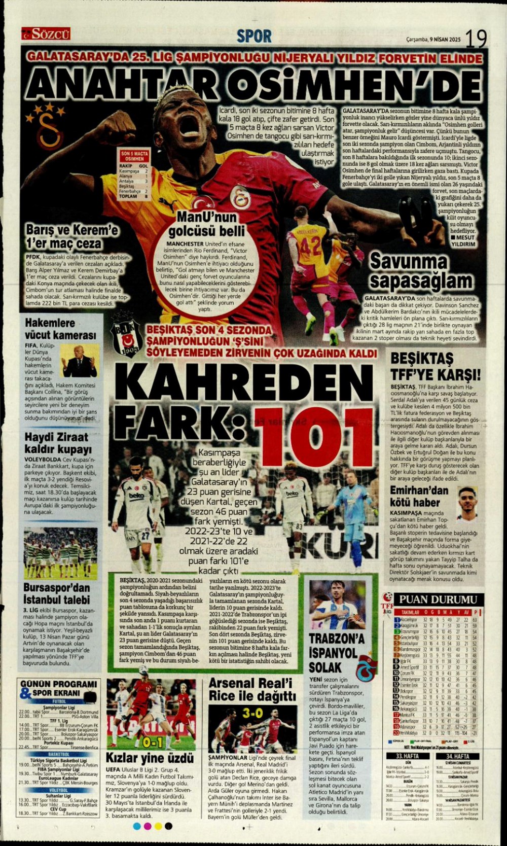 "Kevin De Bruyne derbisi" (9 Nisan 2025 spor manşetleri) - 28