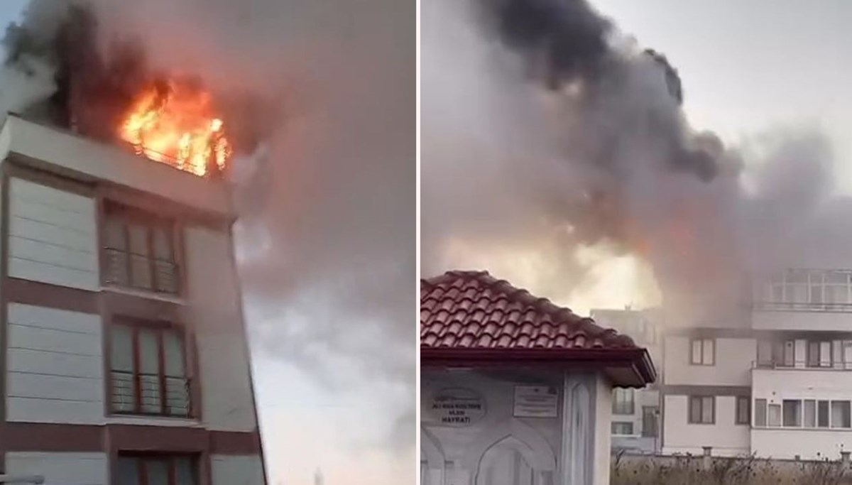 Biga'da dört katlı binada yangın Biga'da dört katlı binada yangın