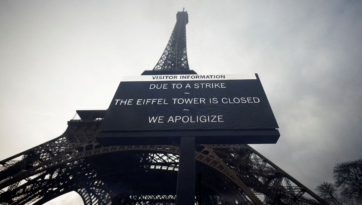 Paris'in simgesi Eyfel Kulesi grev nedeniyle ziyarete kapatıldı Paris'in simgesi Eyfel Kulesi grev nedeniyle ziyarete kapatıldı