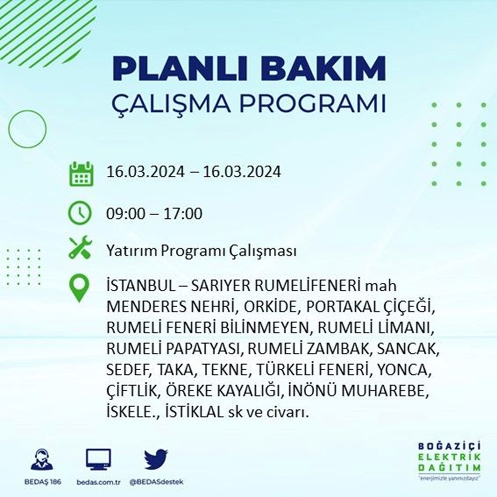 تركيا اليوم انقطاع التيار الكهربائي عن 10 مناطق في إسطنبول اليوم انقطاع التيار الكهربائي عن 10 مناطق بإسطنبول: متى تعود الكهرباء؟ أعلن BEDAŞ - 13