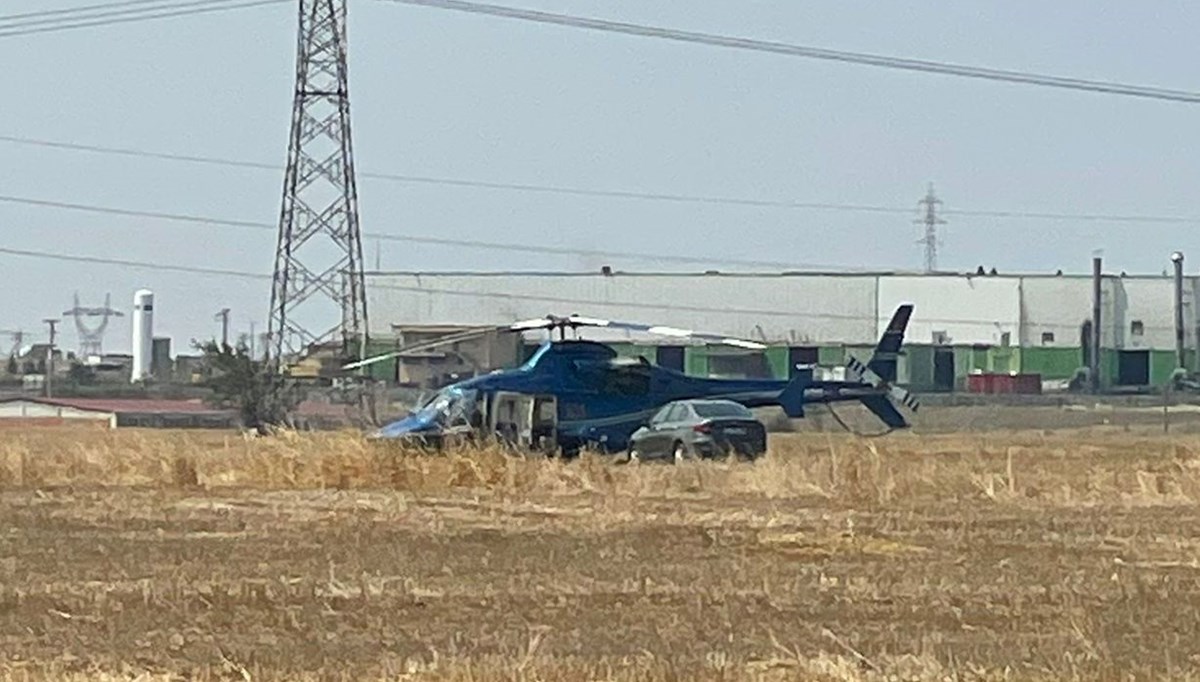 Tekirdağ'da helikopter tarlaya zorunlu iniş yaptı