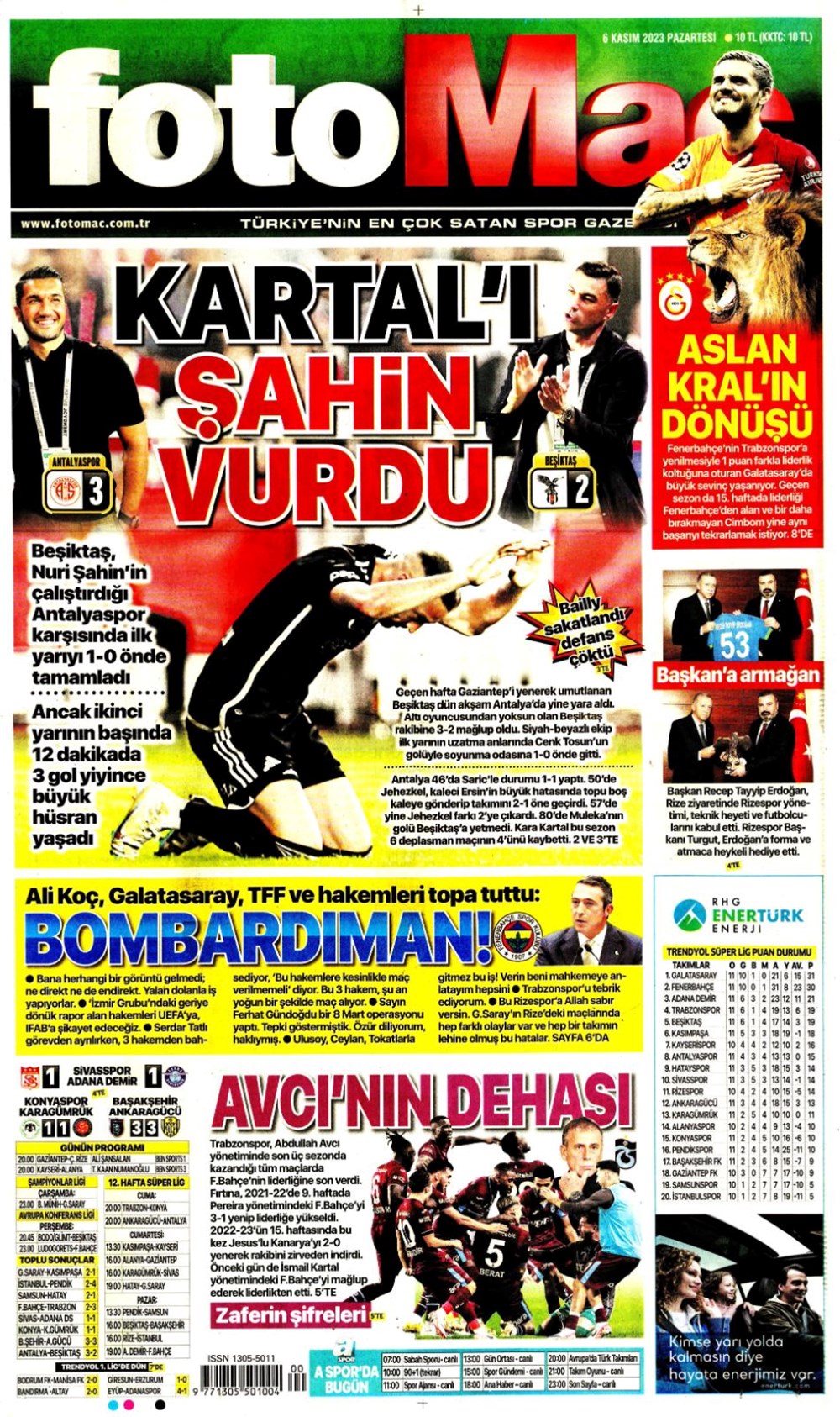 "Kartal'ı Şahin vurdu" (6 Kasım 2023 spor manşetleri) - 1