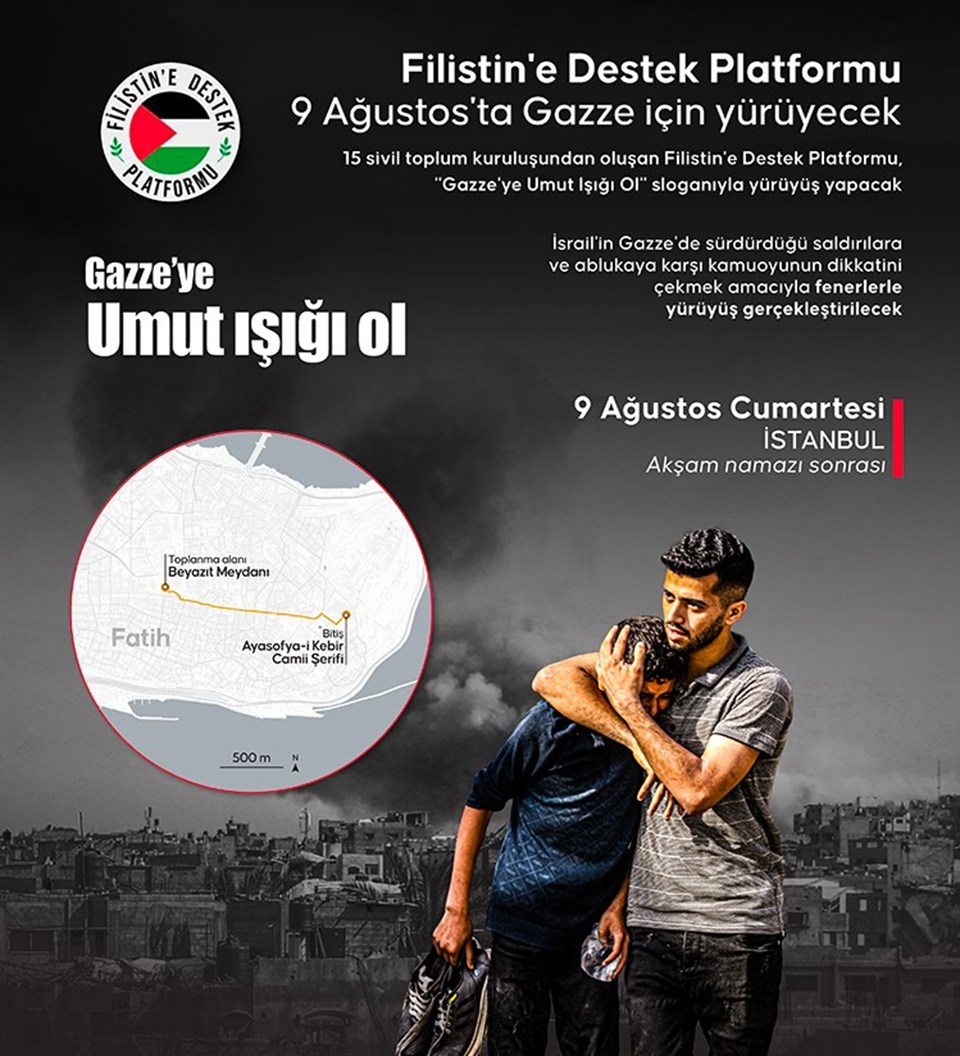 Filistin'e Destek Platformu'ndan "Gazze'ye Umut Işığı Ol" yürüyüşü - 1