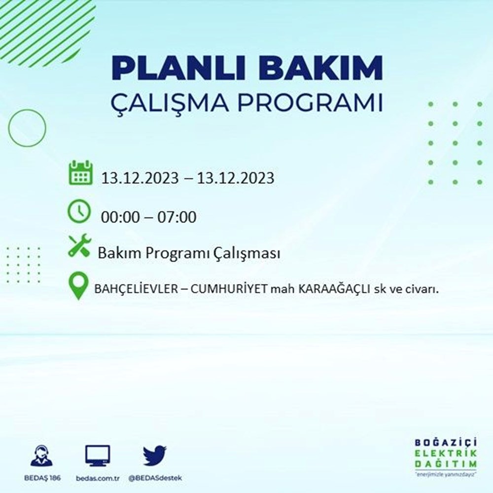 İstanbul'un 20 ilçesinde elektrik kesintisi: Elektrikler ne zaman gelecek? (13 Aralık BEDAŞ kesinti programı) - 9