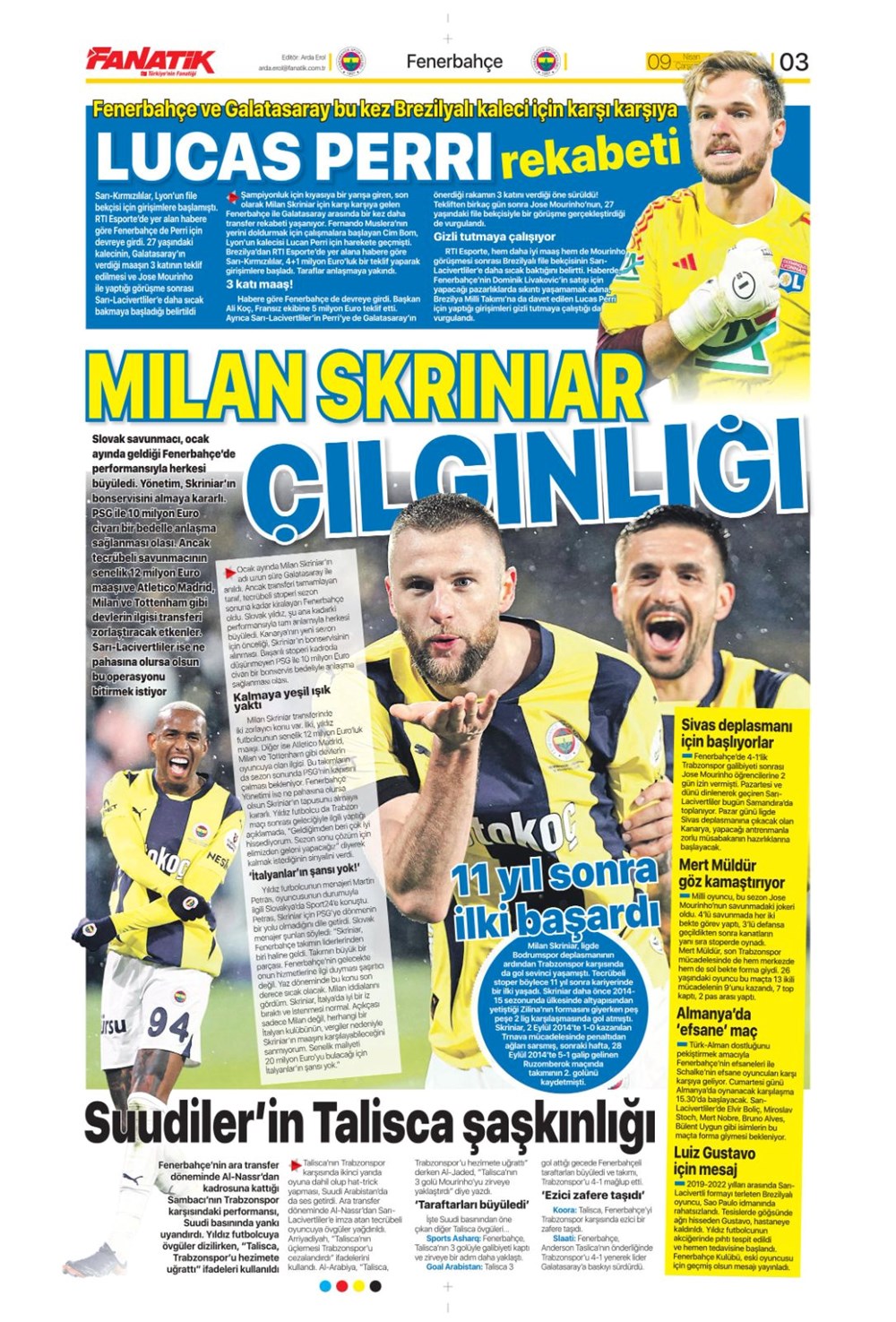 "Kevin De Bruyne derbisi" (9 Nisan 2025 spor manşetleri) - 5