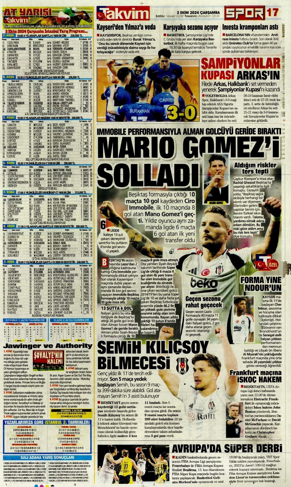 "Bir Mourinho klasiği" (2 Ekim 2024 spor manşetleri) - 13
