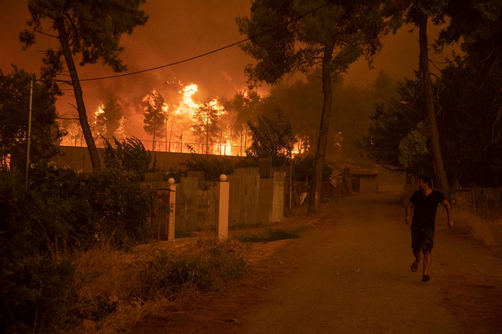 Yunanistan'da orman yangınlarıyla mücadele: Evia adasında onlarca ev ve iş yeri kül oldu - 1