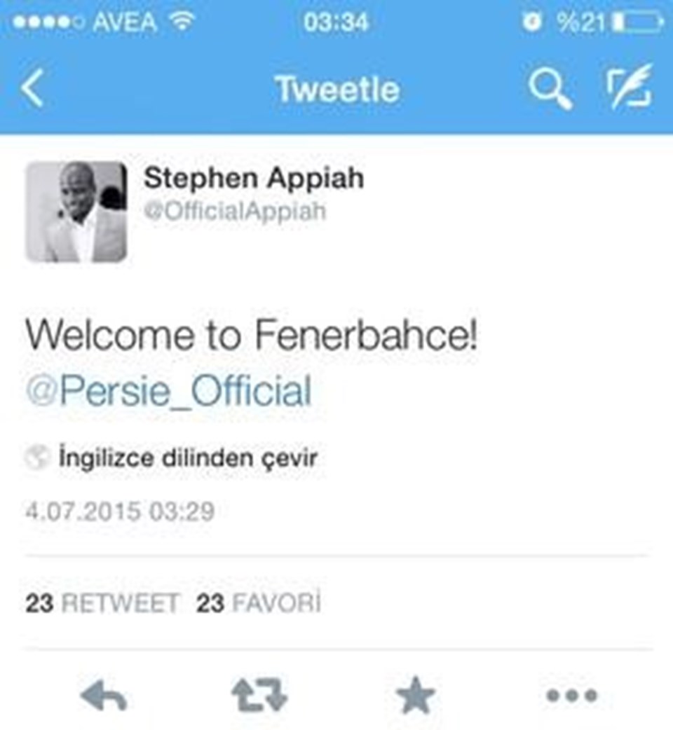 Stephan Appiah'tan merak uyandıran Fenerbahçe tweeti - 1