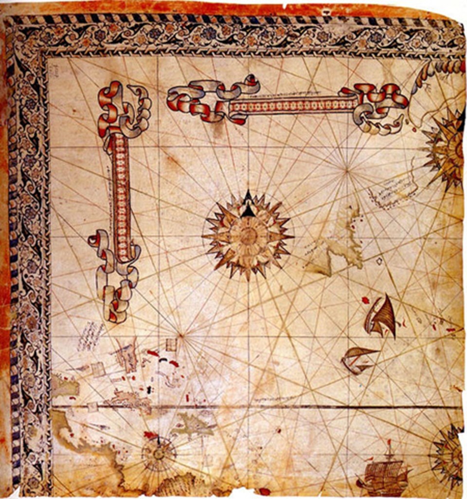 Piri Reis'in 1528 yılında çizdiği ikinci harita.
