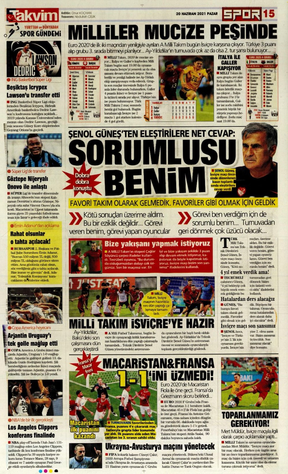 Günün spor manşetleri (20 Haziran 2021) - 22