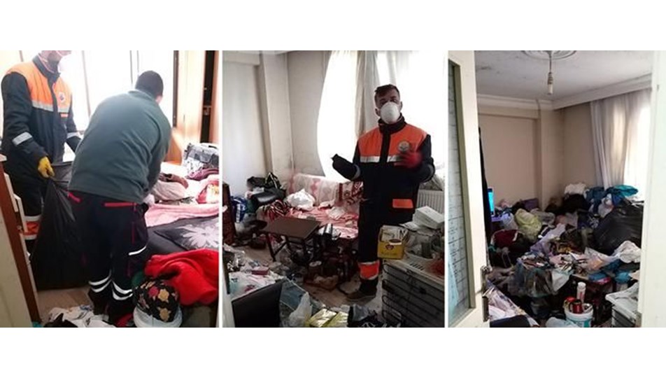63 yaşındaki kadının evinden 5 kamyon çöp çıktı