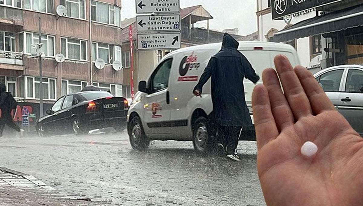 Haziran ayında fındık büyüklüğünde dolu yağdı