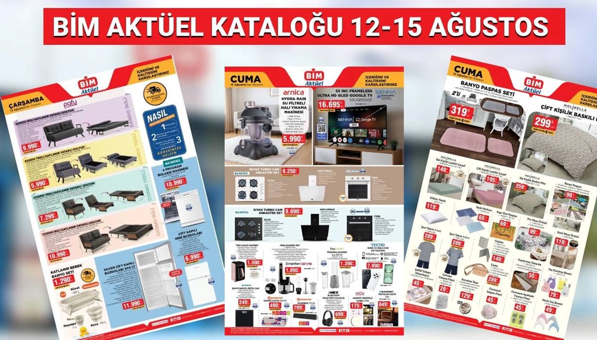 BİM Aktüel Kataloğu 12-15 Ağustos 2025: Televizyon, ankastre set, blender, kulaklık, klavye ve cep telefonu geliyor
