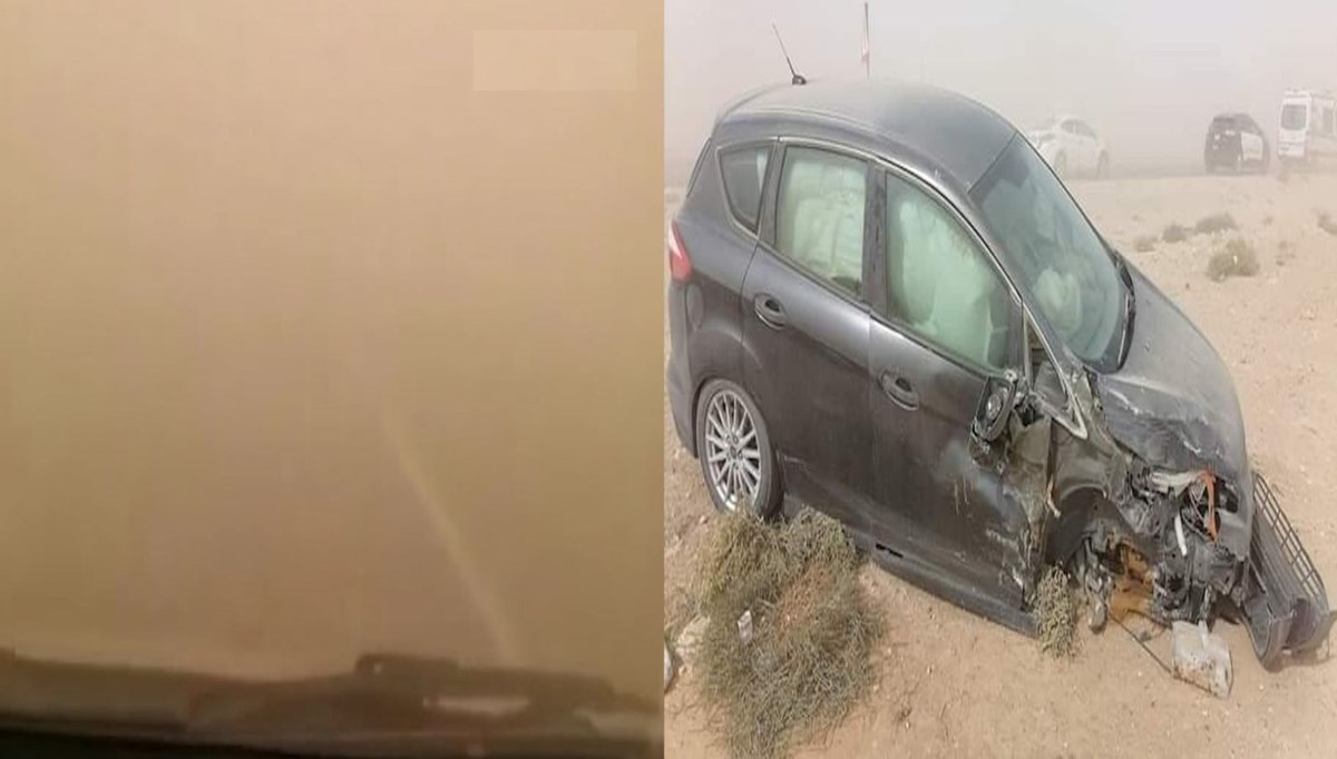 Kum fırtınası kamerada: 11 kişi yaralandı