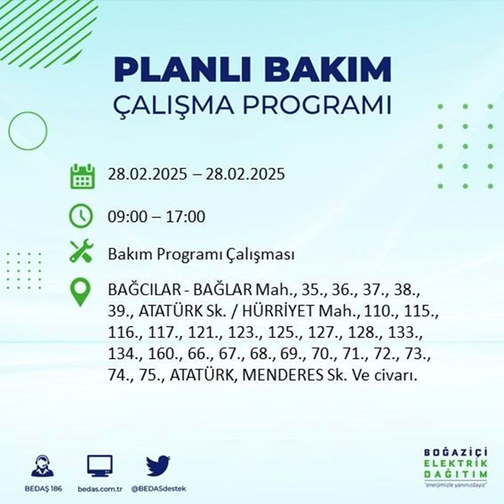 İstanbul'da Elektrikler Ne Zaman Gelecek? 21 İlçede BEDAŞ Kesinti Alarmı (28 Şubat) 83 W GtgzXqHkqNyRvoP1diNw