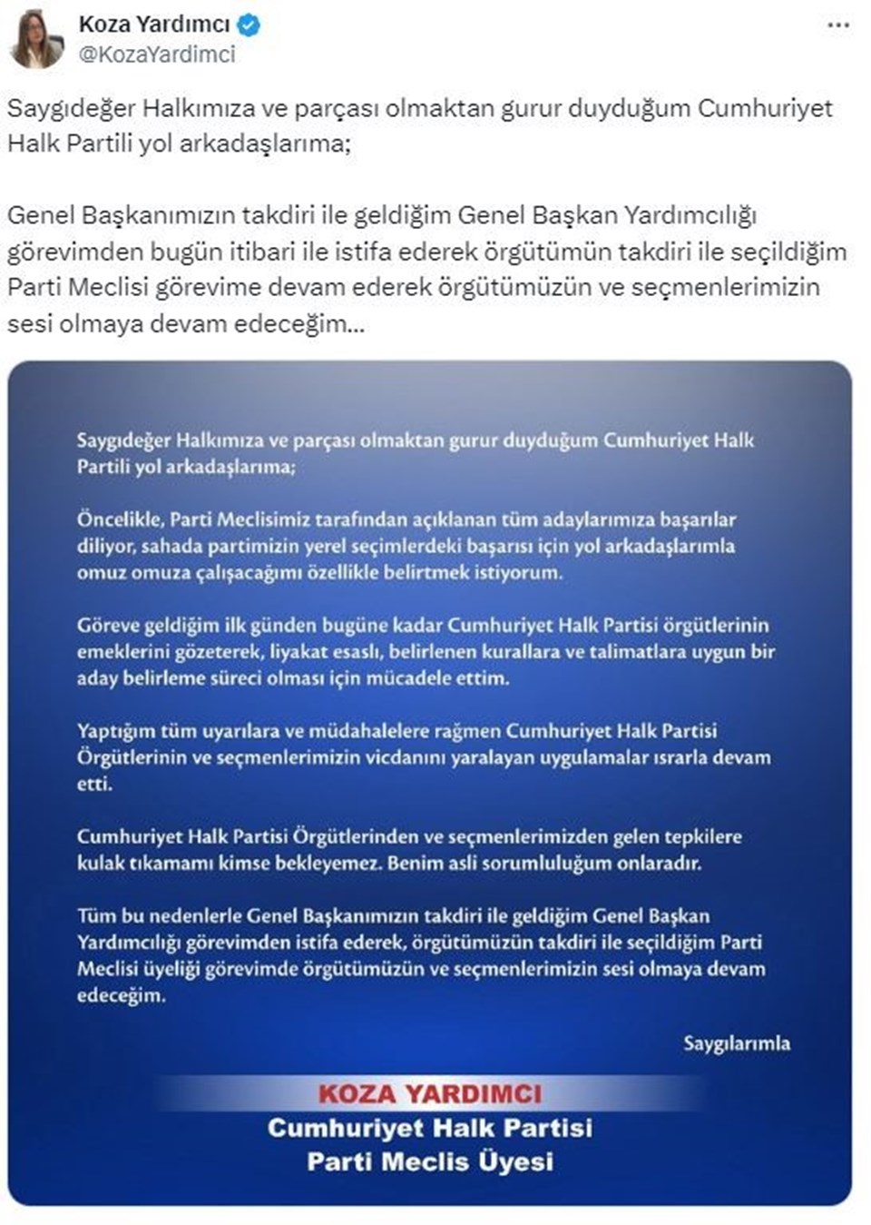 CHP Genel Başkan Yardımcısı Koza Yardımcı görevinden istifa etti (Koza Yardımcı kimdir?) - 1