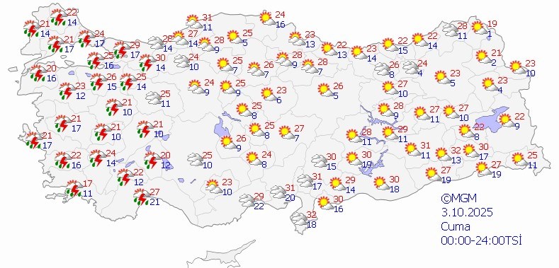 Bugün akşam saatlerinde başlayacak yağış cuma günü etkisini artıracak.