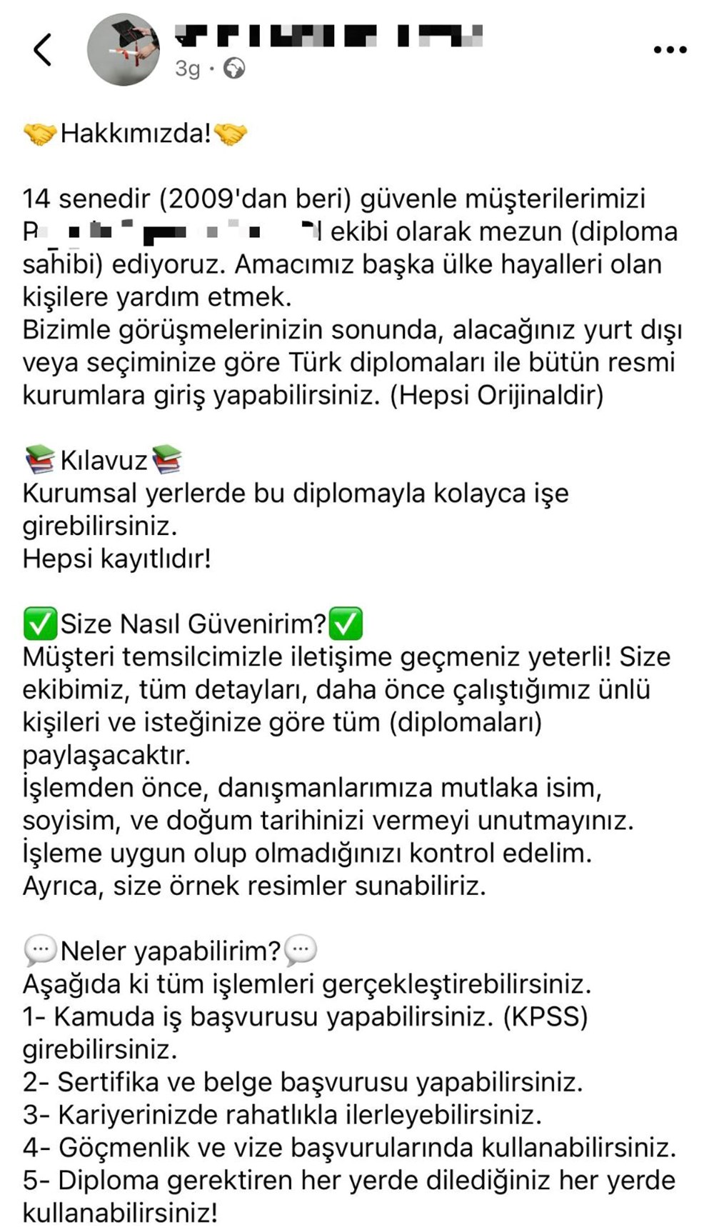 Sosyal medyada 25 bin liraya sahte lisans diploması: “KPSS’ye
gir, vize başvurusu yap” reklamıyla müşteri arıyorlar - 3