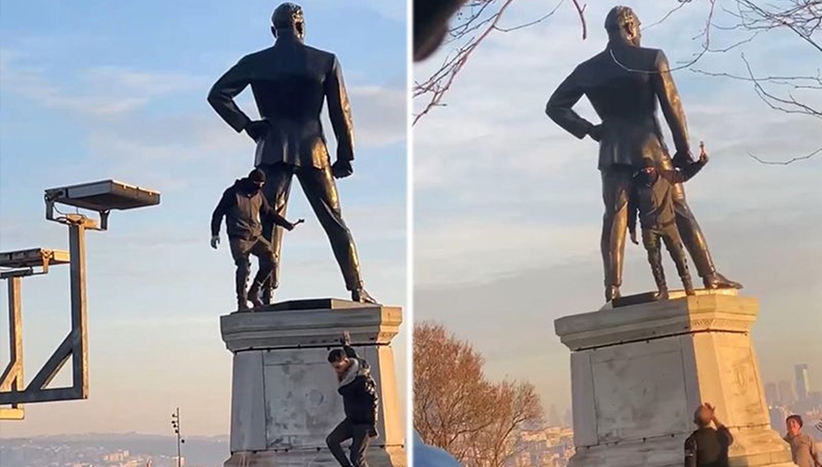 Atatürk Anıtı'na demir sopayla saldırdı: Gözaltına alındı Atatürk Anıtı'na demir sopayla saldırdı: Gözaltına alındı