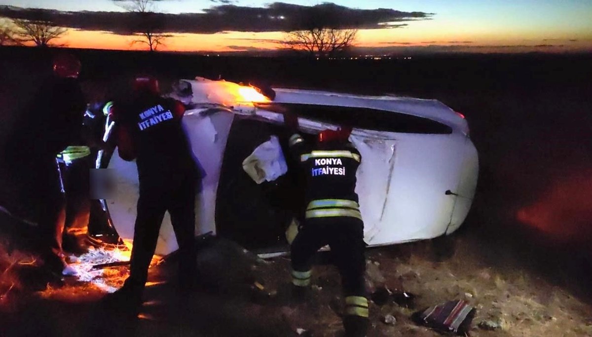 Konya’da otomobil takla attı: 3 yaralı