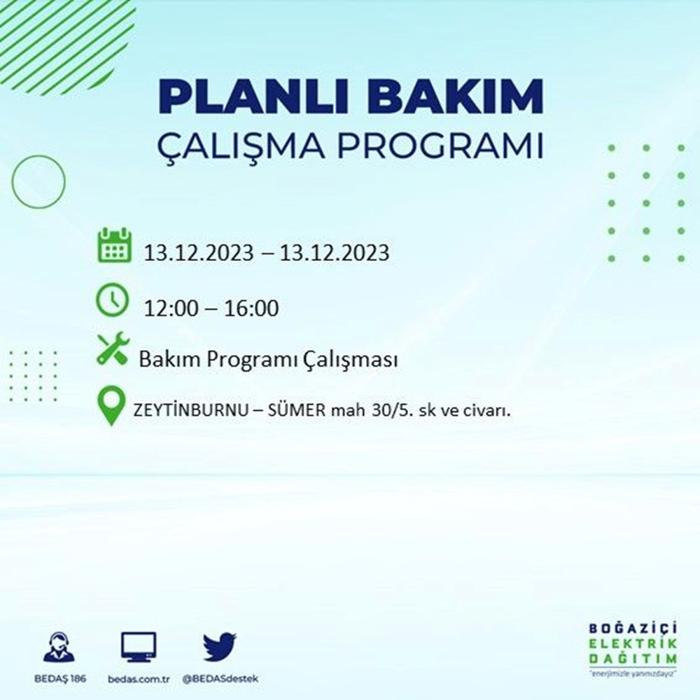 İstanbul'un 20 ilçesinde elektrik kesintisi: Elektrikler ne zaman gelecek? (13 Aralık BEDAŞ kesinti programı) - 38