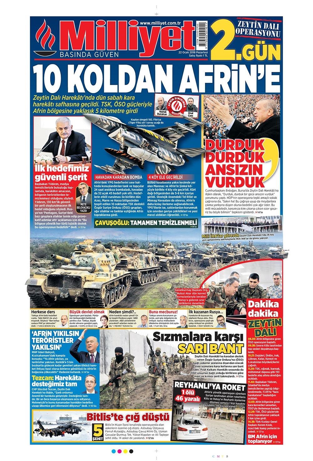 Günün gazete manşetleri - 22 Ocak 2018 - 1